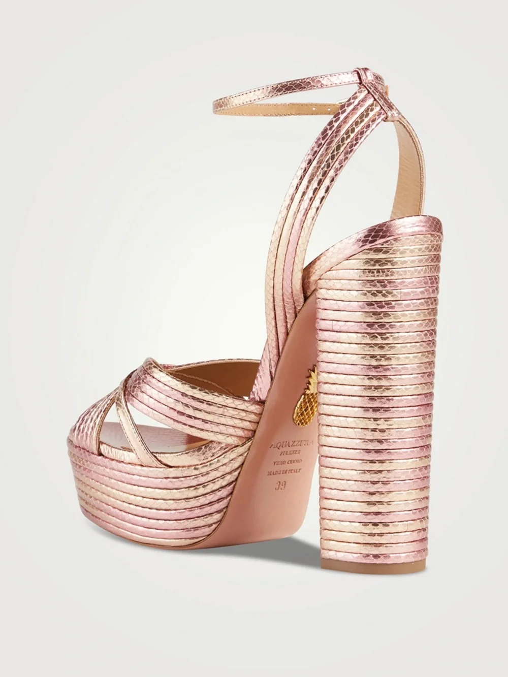 New Aquazzura Sundance Plateau Metallic Leather Sandals 38 $1,095